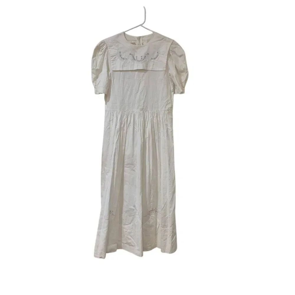 Antique Heirloom Handmade Possibly Martha Pullen Pattern White Cotton Women's Em